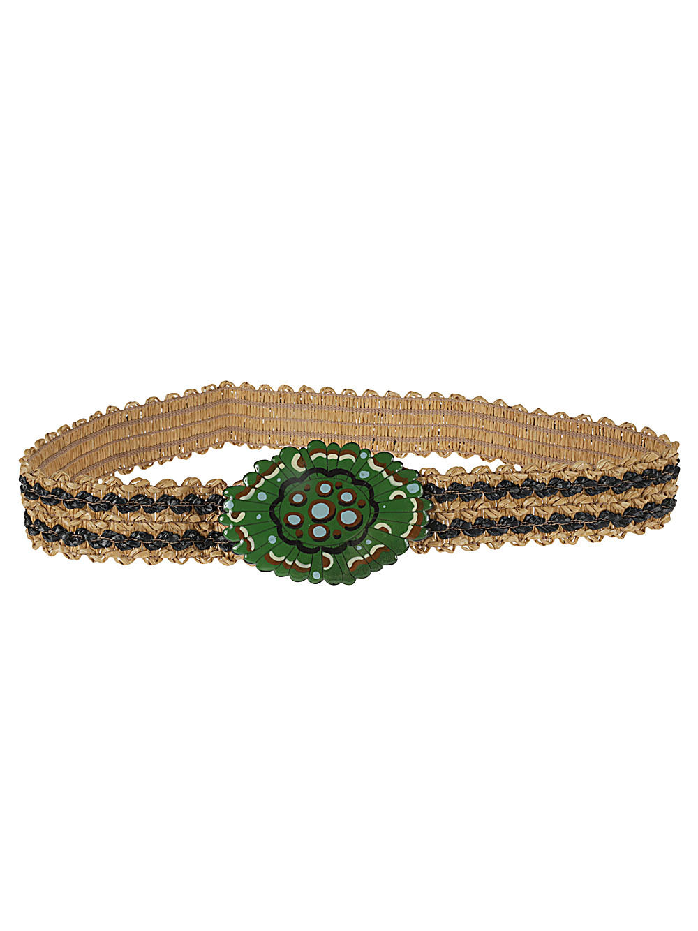 Exquisite J Striped raffia belt Exquisite J
