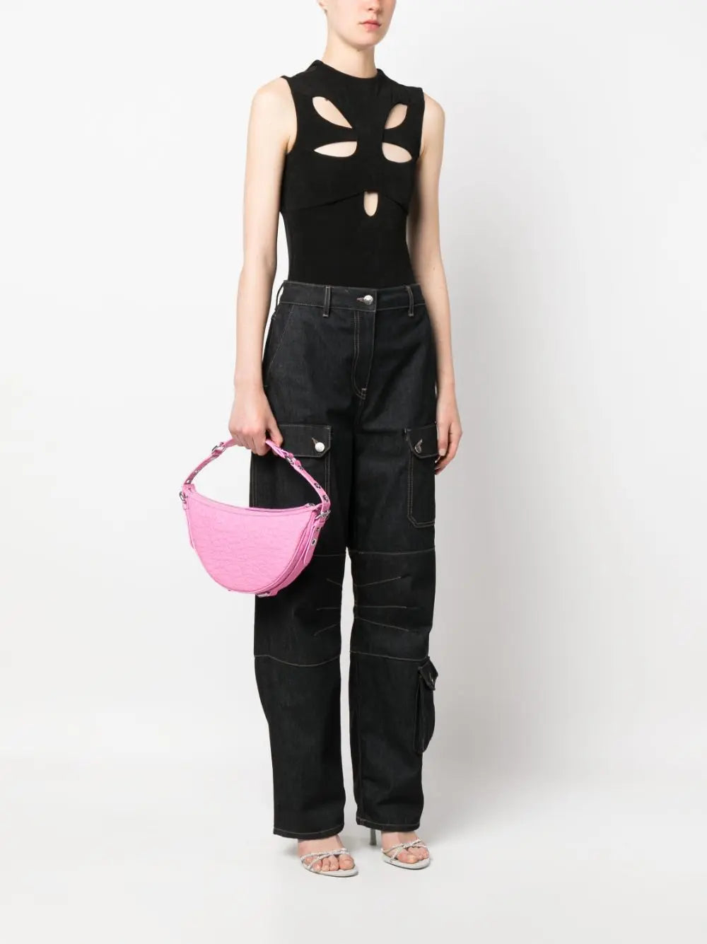 By Far Gib embossed crocodile-effect shoulder bag By Far