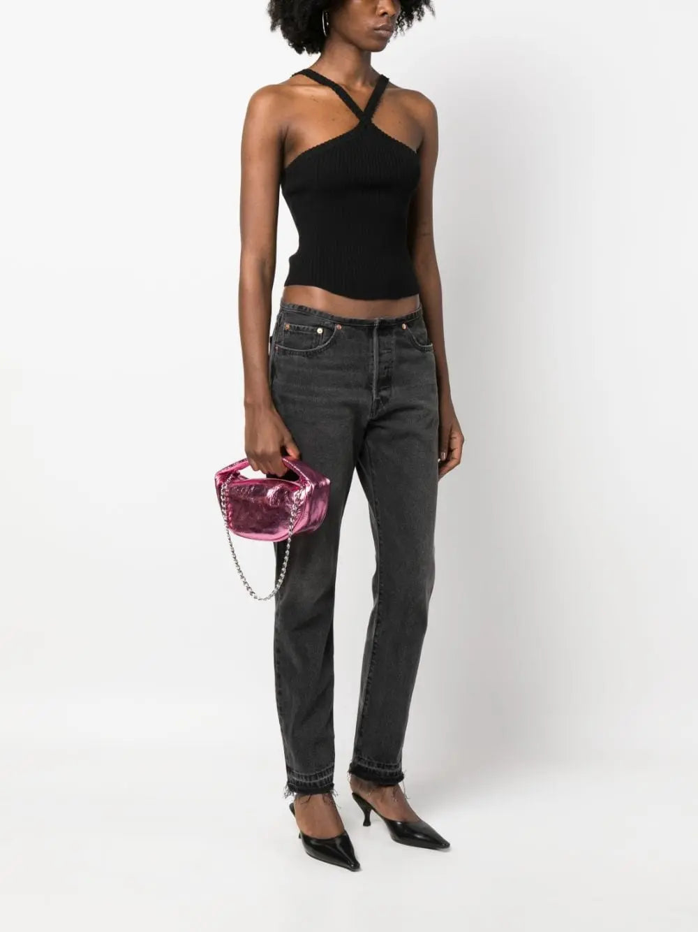 By Far Metallic leather shoulder bag By Far