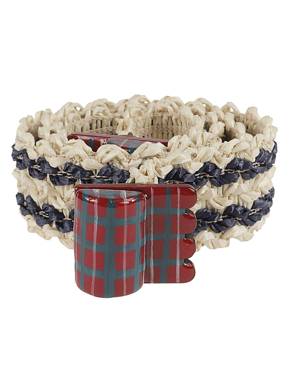 Exquisite J Striped raffia belt Exquisite J