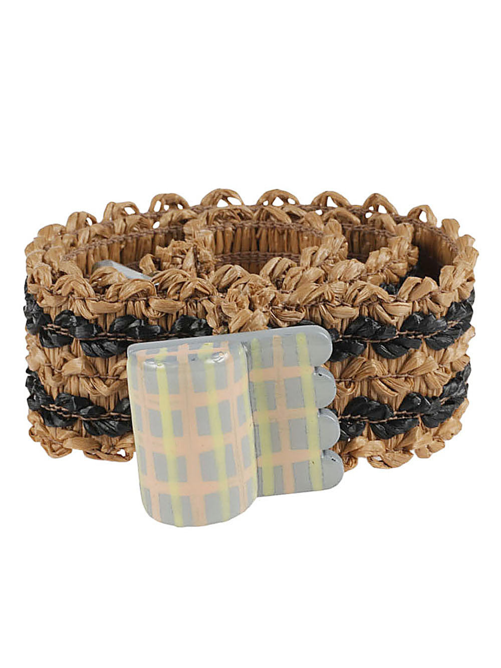 Exquisite J Striped raffia belt Exquisite J