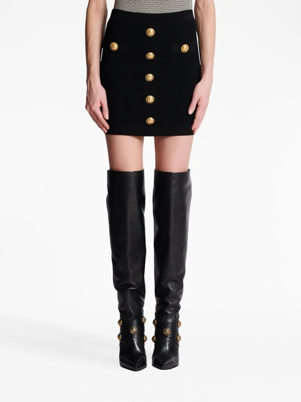 Balmain Button-detail knitted miniskirt Balmain