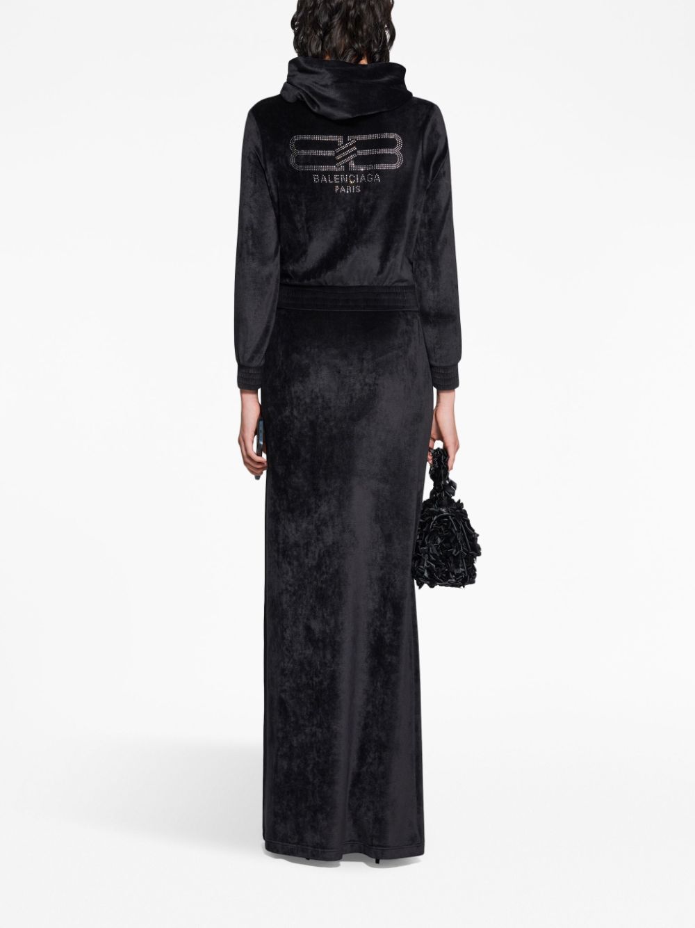 Balenciaga Crystal embellished velvet zip-up hoodie Balenciaga