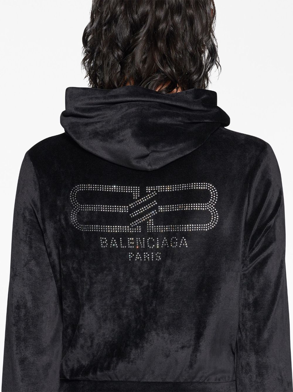 Balenciaga Crystal embellished velvet zip-up hoodie Balenciaga