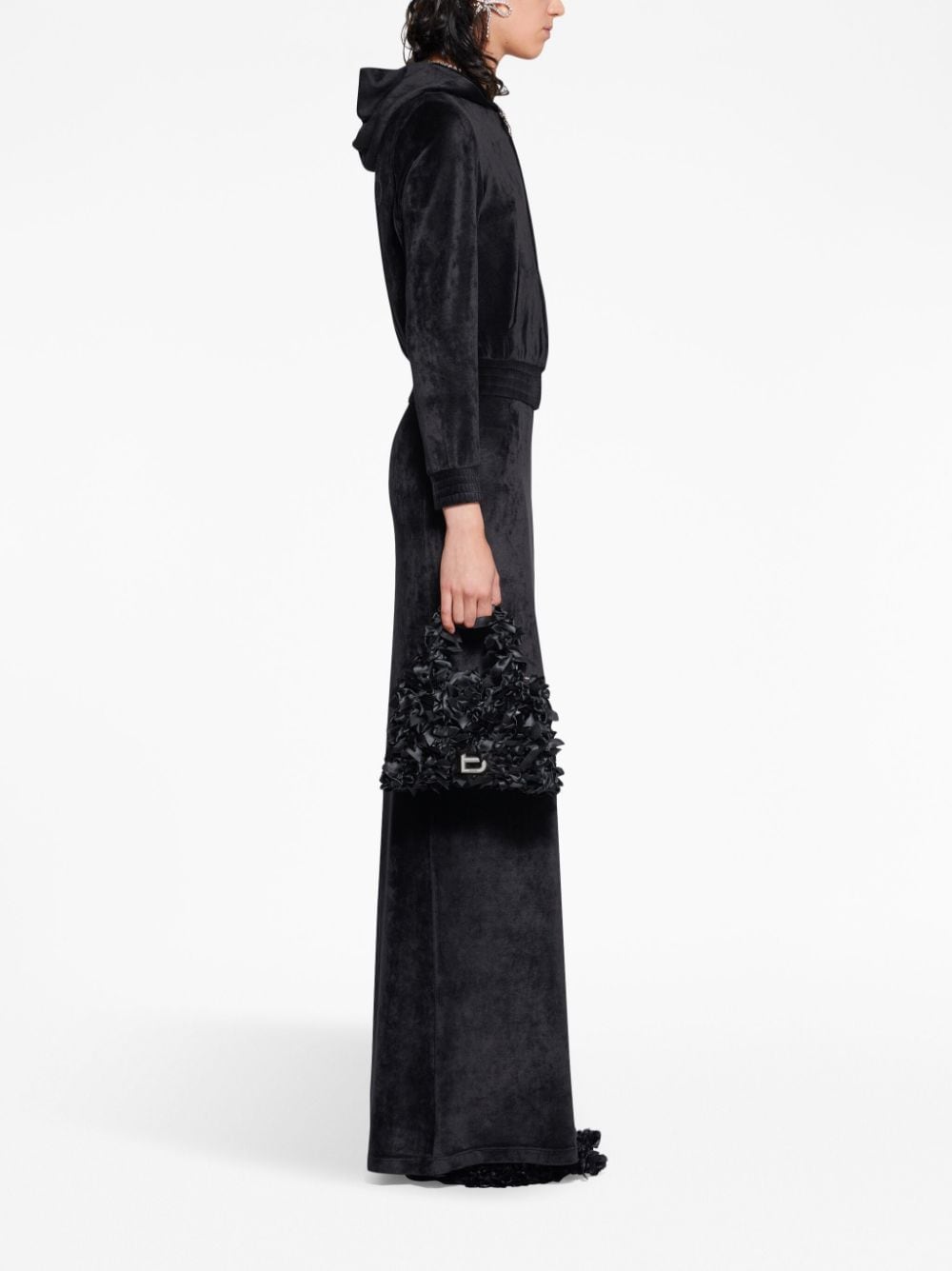 Balenciaga Crystal embellished velvet zip-up hoodie Balenciaga