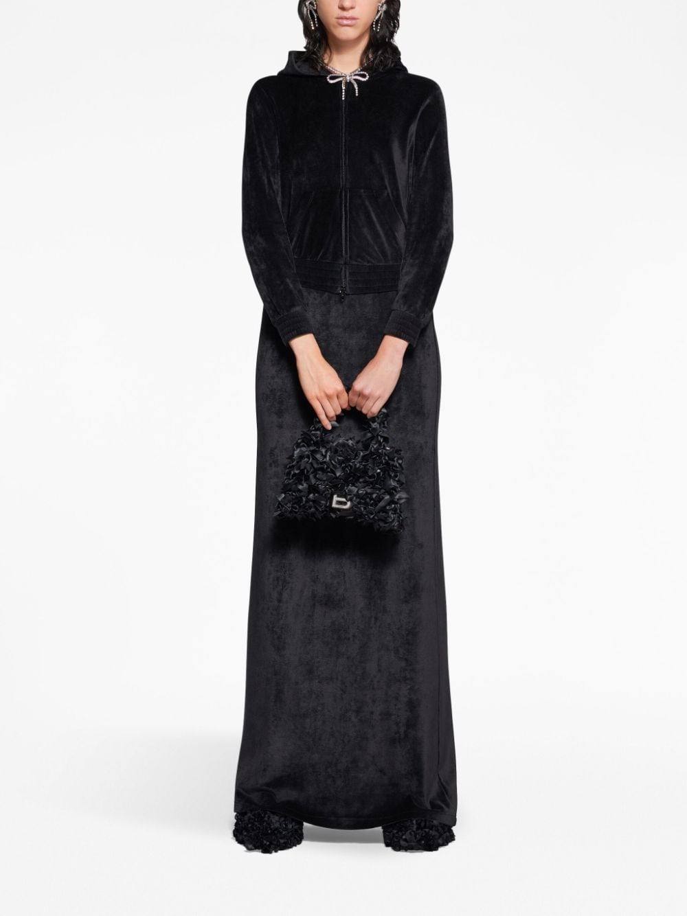 Balenciaga Crystal embellished velvet zip-up hoodie Balenciaga