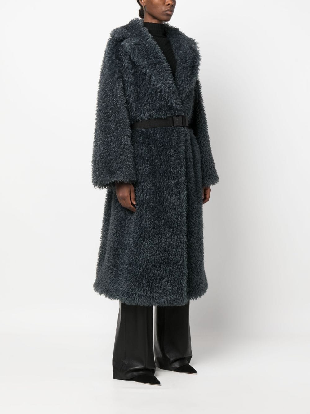 Ermanno Scervino belted shearling wool coat Ermanno Scervino