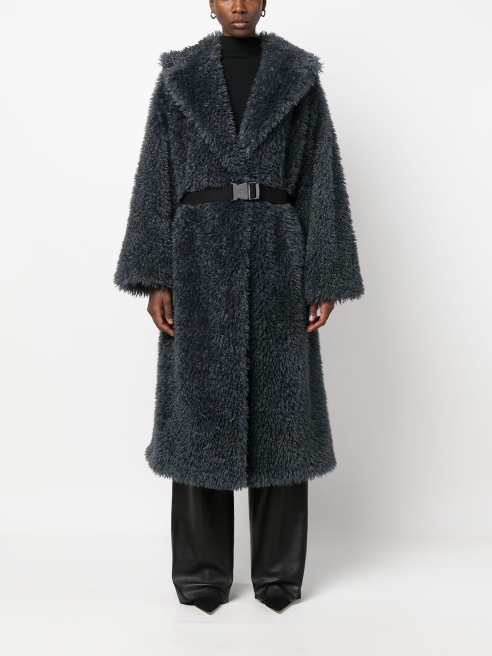 Ermanno Scervino belted shearling wool coat Ermanno Scervino