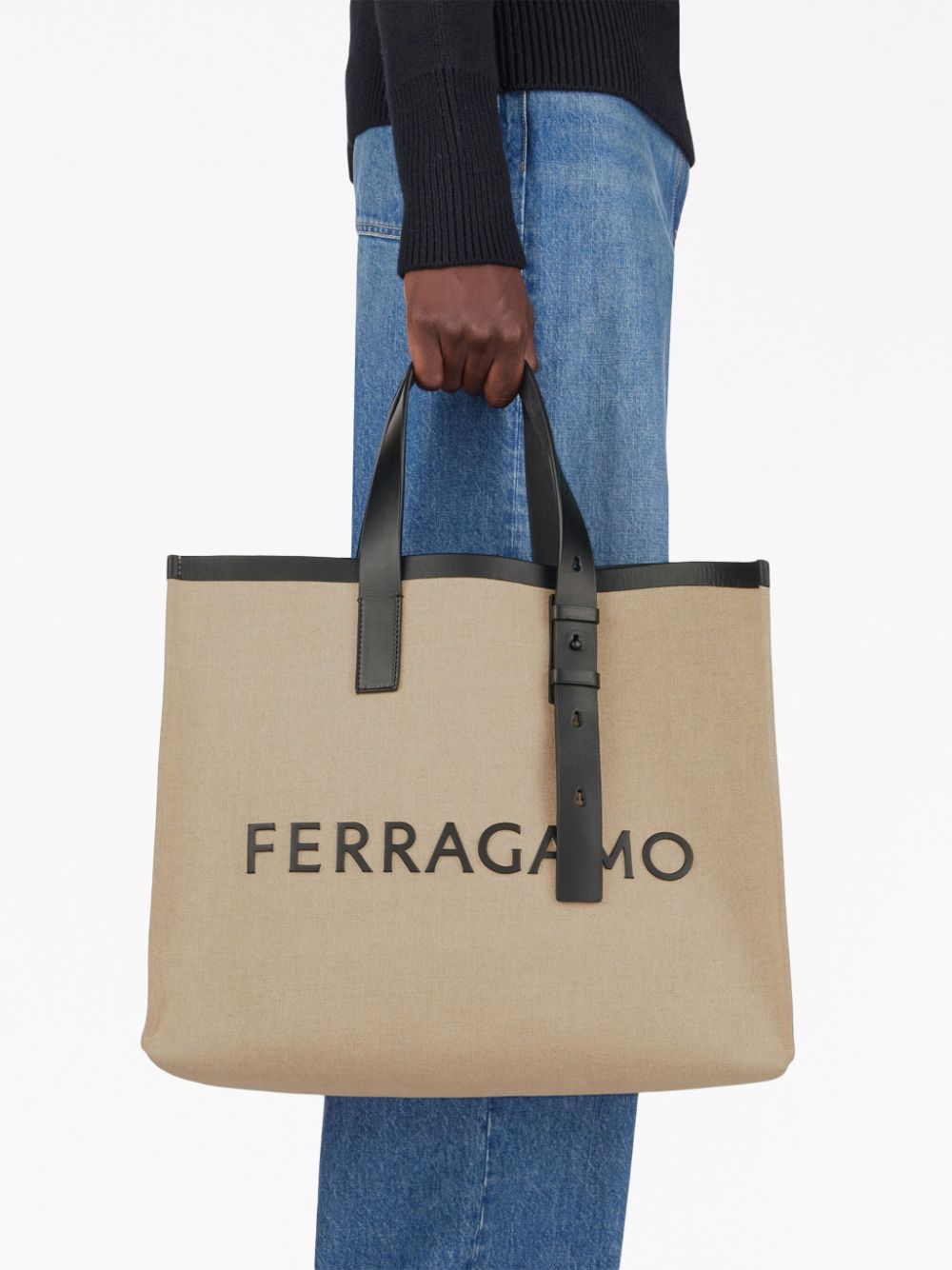 Ferragamo logo-embossed leather tote bag Ferragamo
