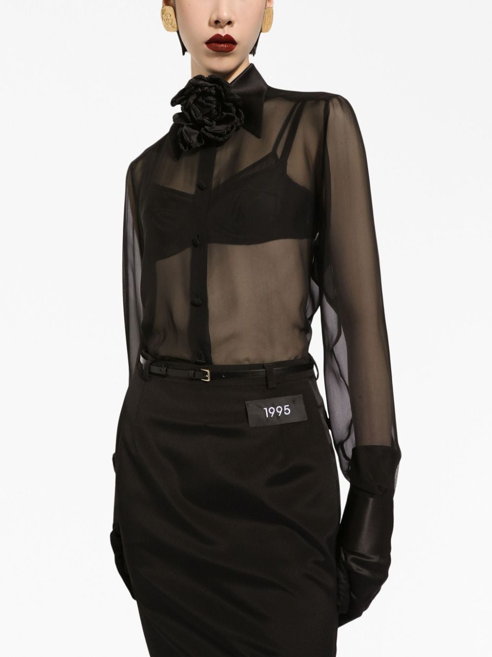 Dolce & Gabbana Silk chiffon shirt with satin details Dolce & Gabbana