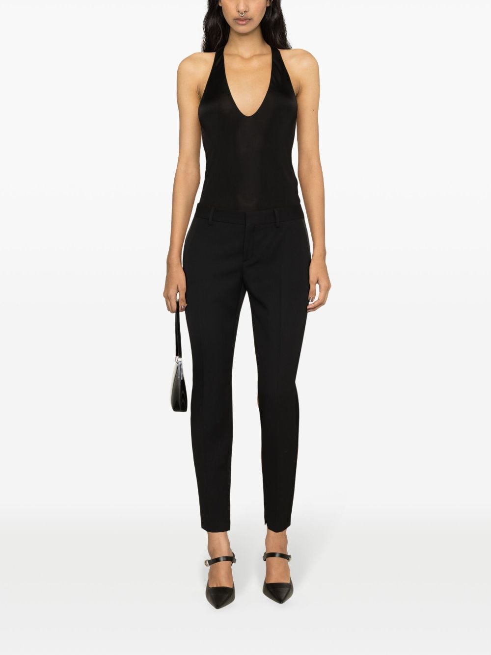 Saint Laurent plunging satin tank top Saint Laurent