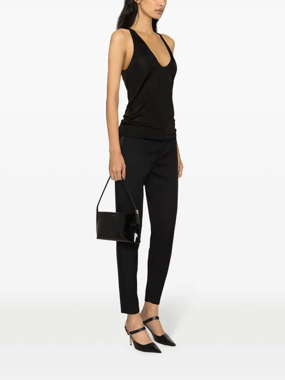 Saint Laurent plunging satin tank top Saint Laurent