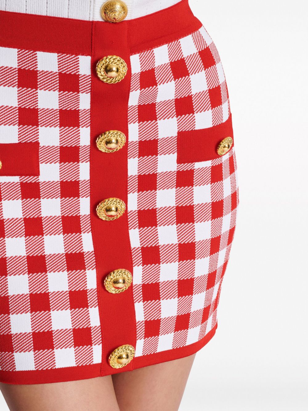 Balmain Gingham fine-knit miniskirt Balmain