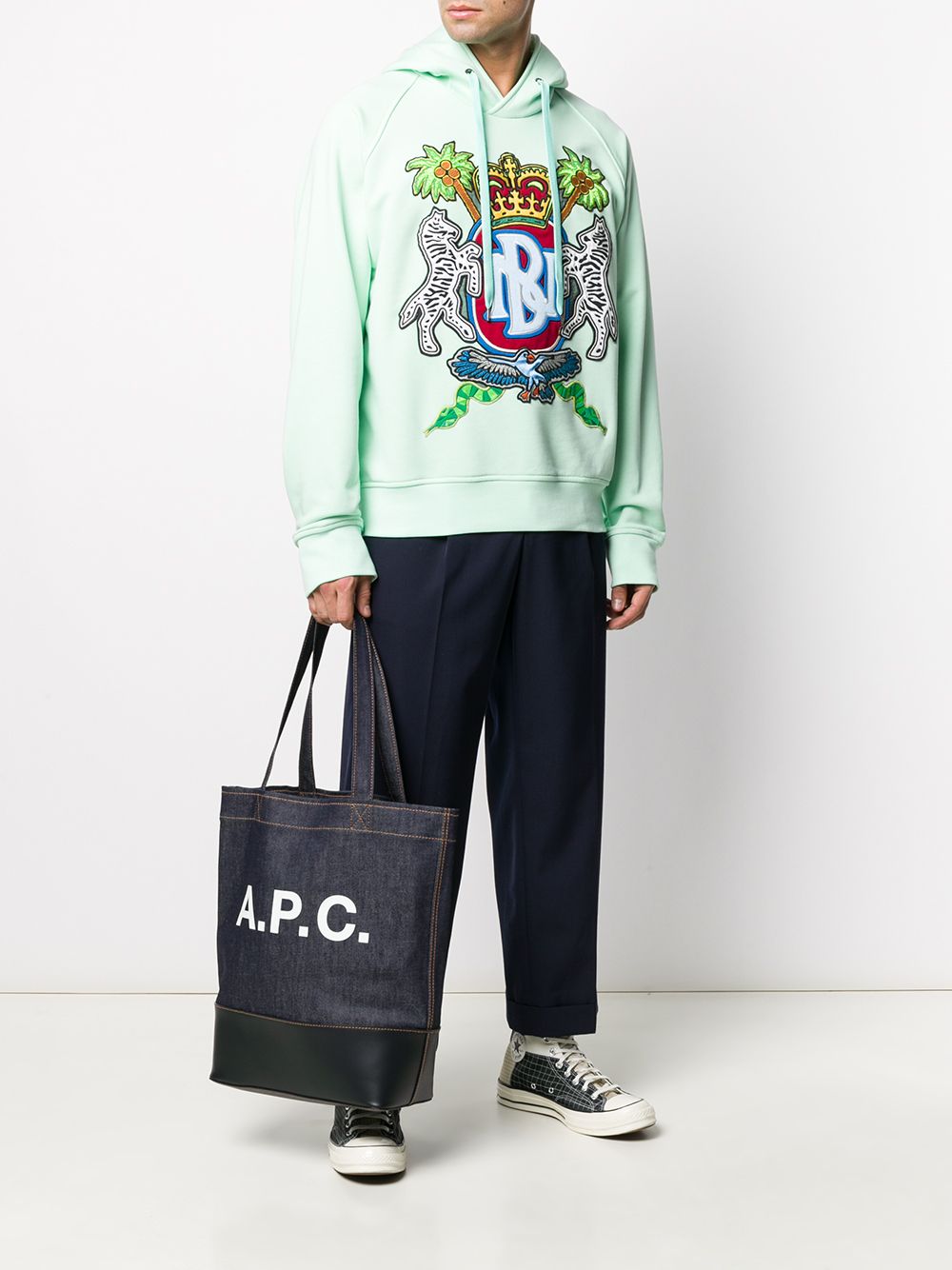 A.P.C. logo print denim tote A.P.C.