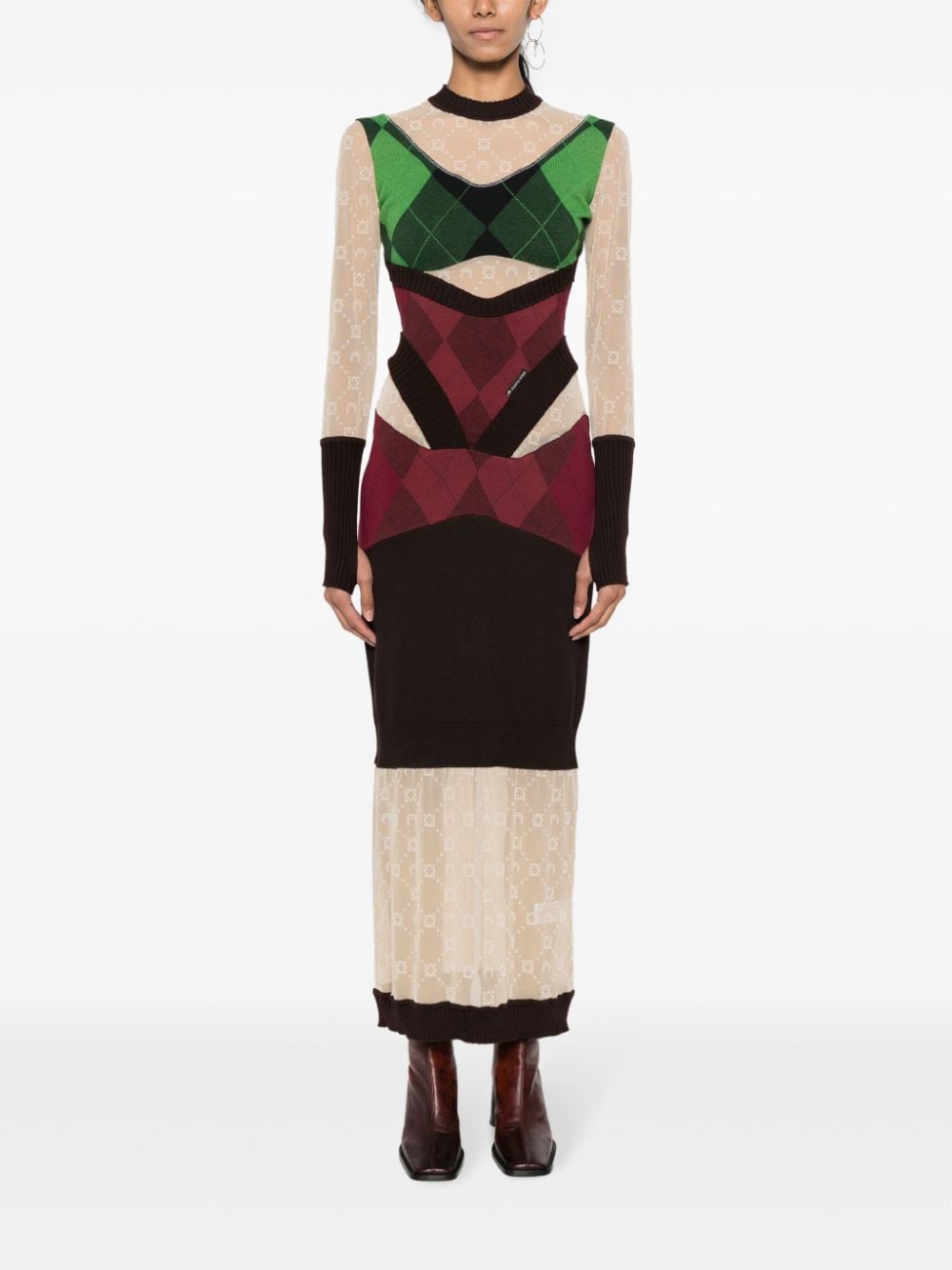 Marine Serre Regenerated lozenge-knit midi dress Marine Serre
