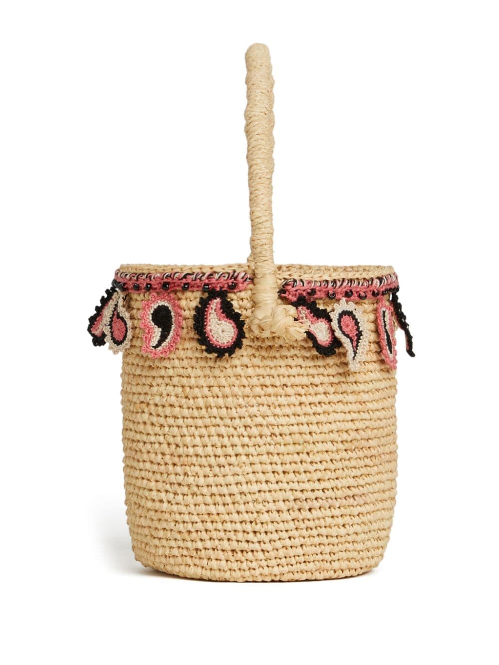 Alanui paisley-appliqué raffia basket bag Alanui