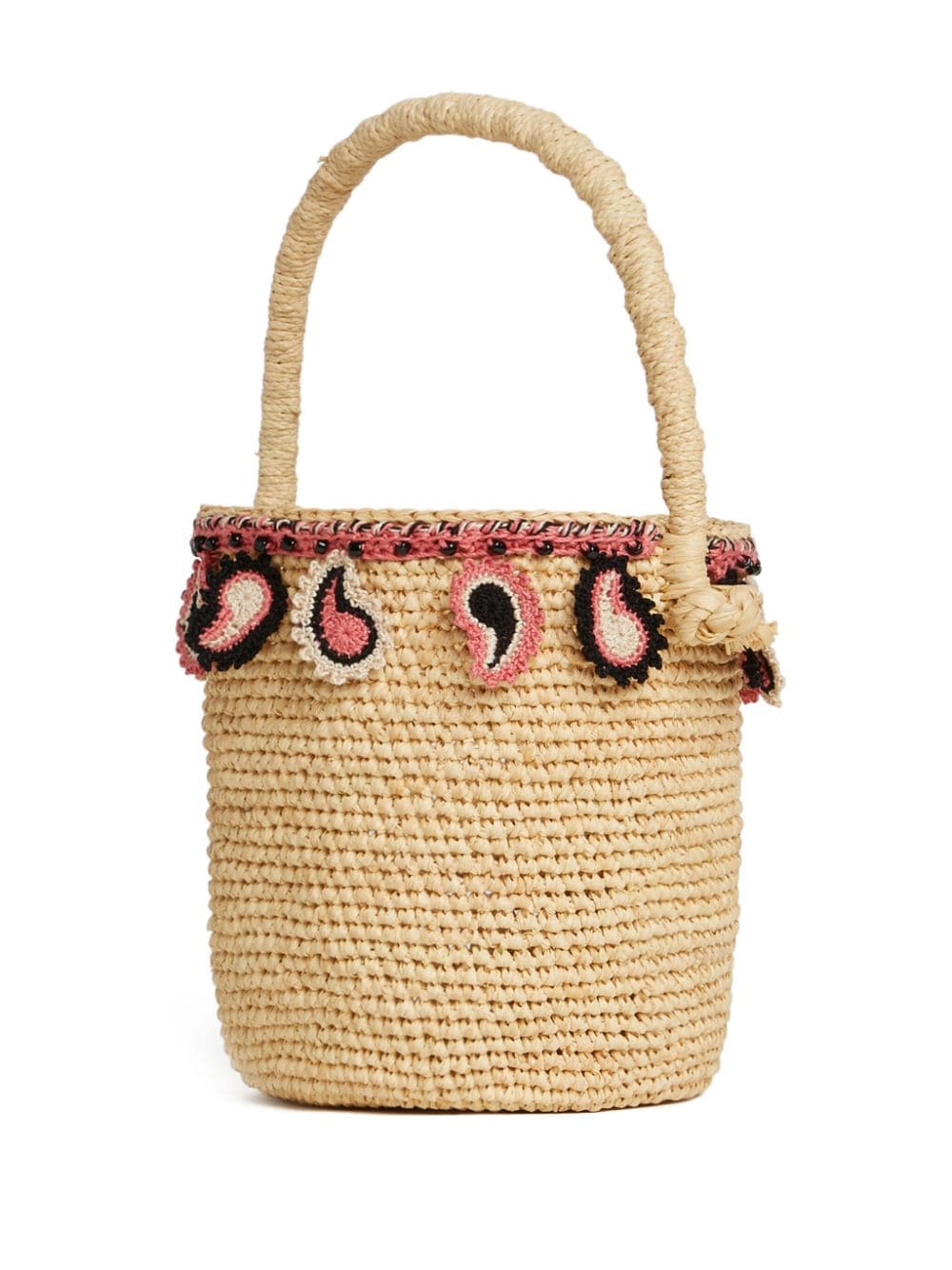 Alanui paisley-appliqué raffia basket bag Alanui