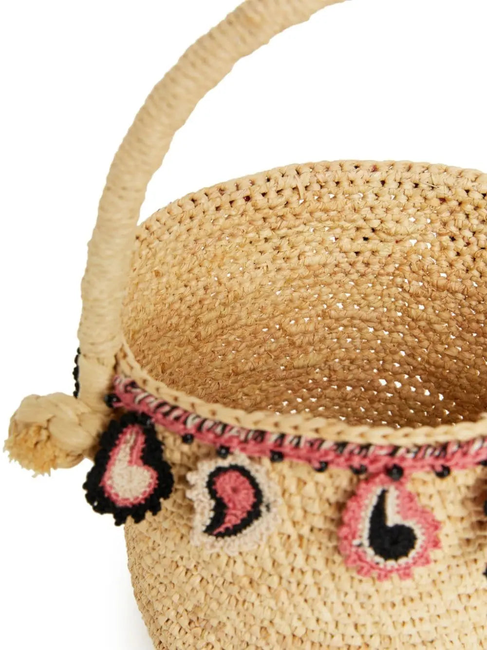 Alanui paisley-appliqué raffia basket bag Alanui