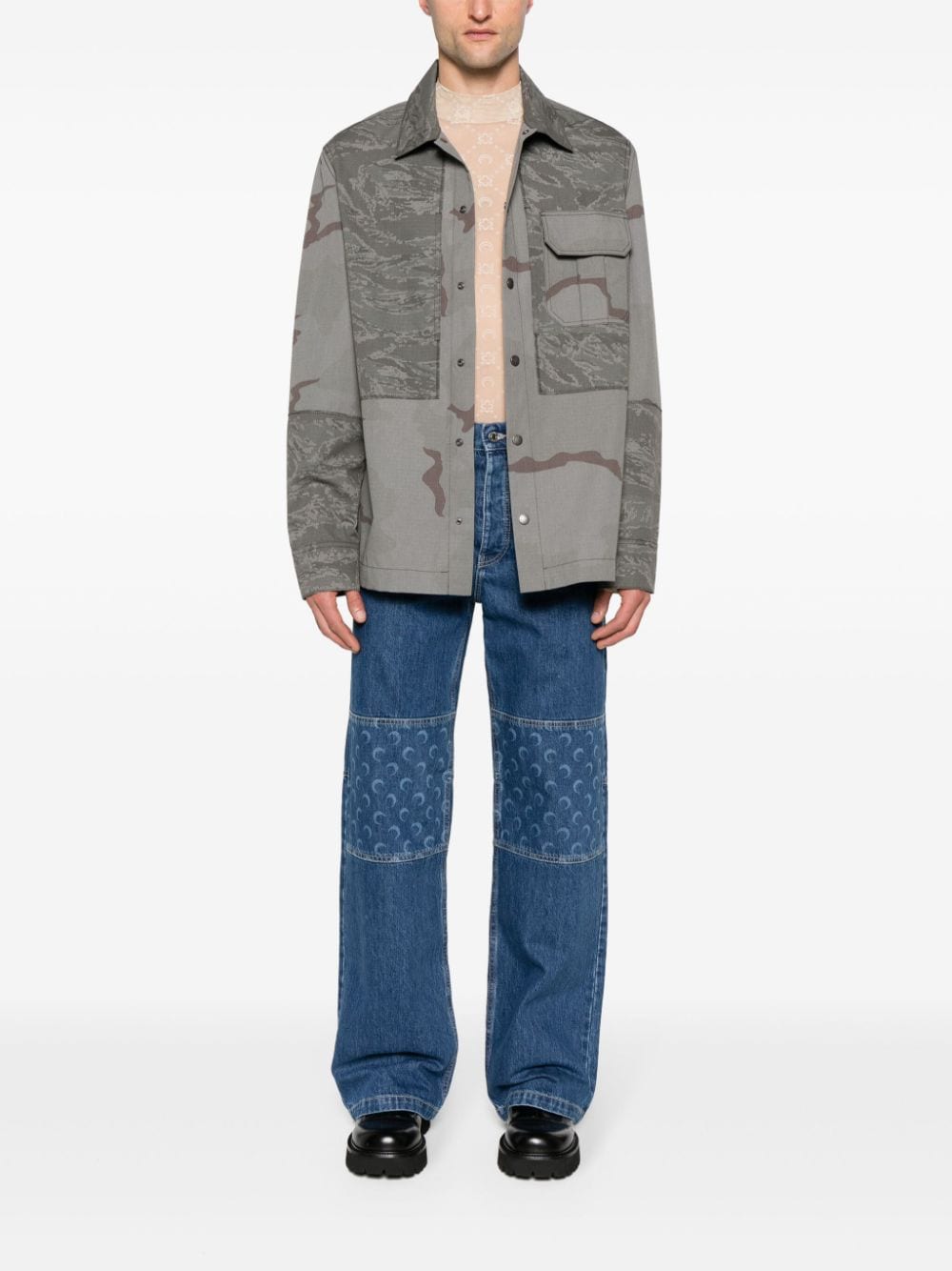 Marine Serre Rispstop classic-collar shirt jacket Marine Serre