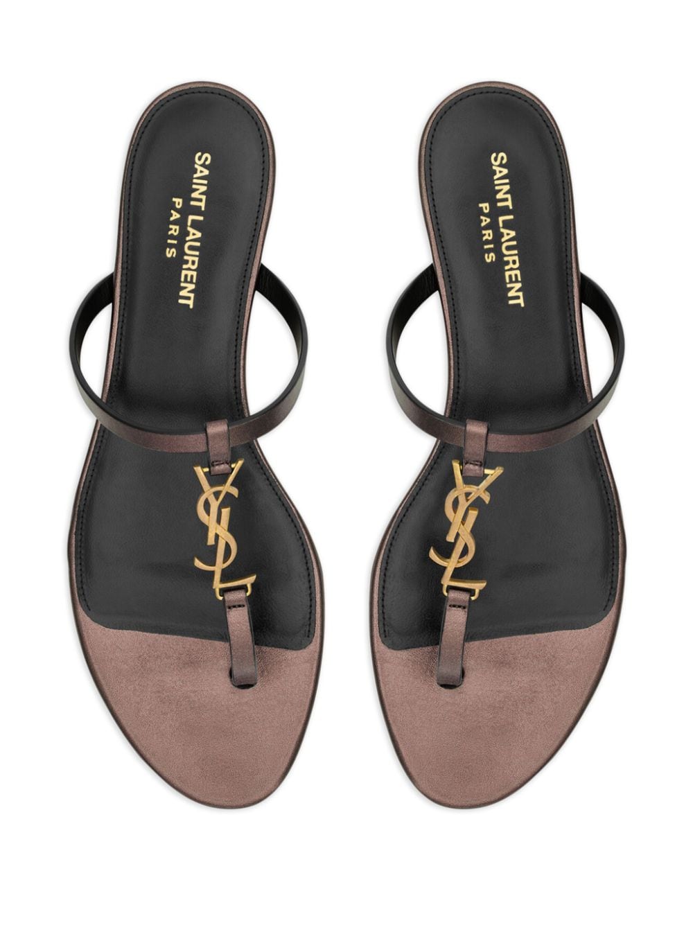 Saint Laurent Cassandre leather thong sandals Saint Laurent