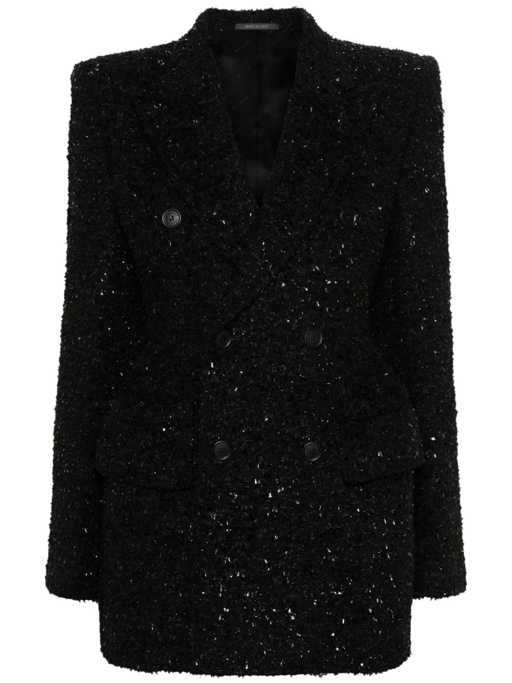 Balenciaga Hourglass tweed-texture padded-shoulder wool-blend blazer Balenciaga