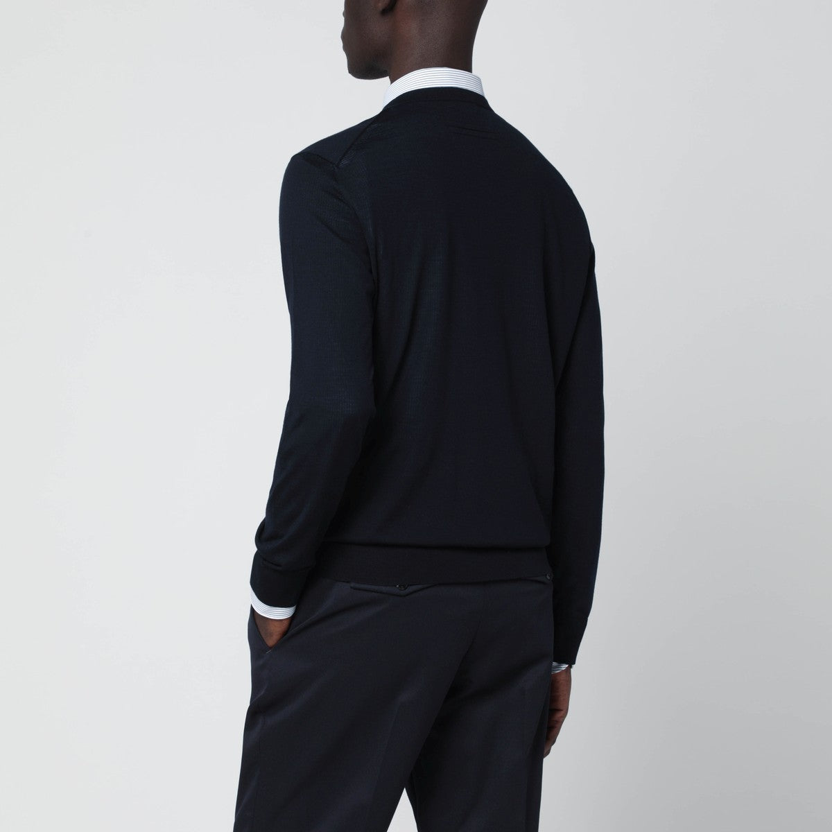 ZEGNA Navy blue crew-neck wool sweater ZEGNA