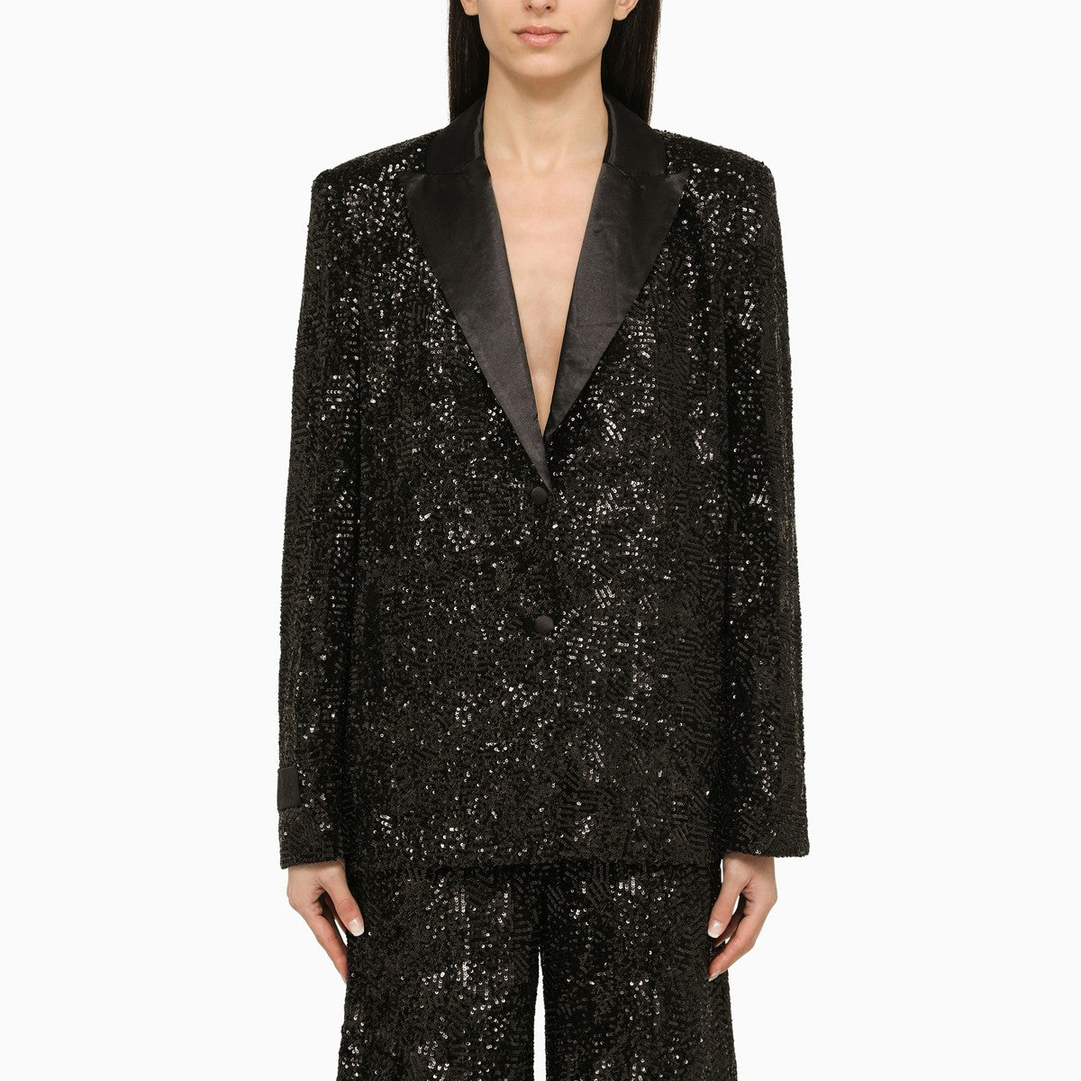 ROTATE Birger Christensen Black single-breasted jacket with sequins ROTATE Birger Christensen