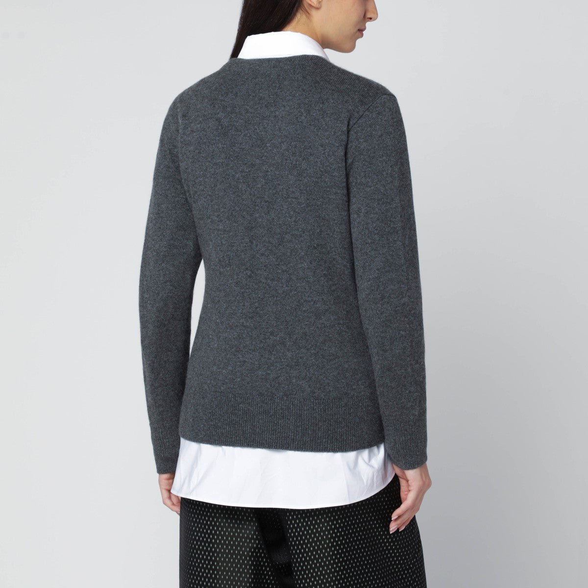 Dries Van Noten Grey cashmere cardigan with brooch detail Dries Van Noten