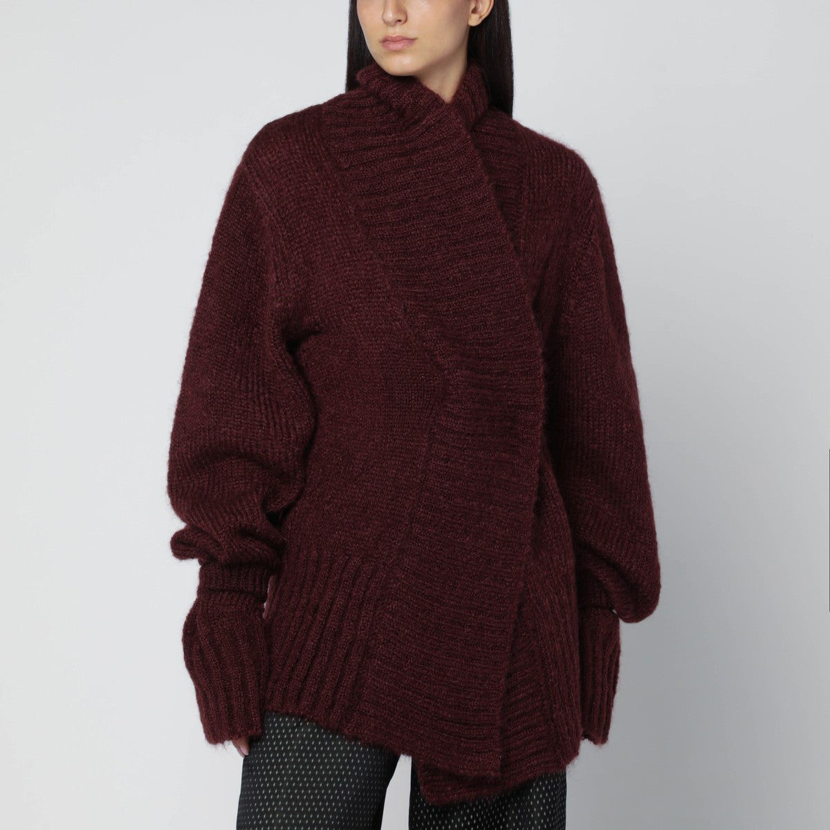 Dries Van Noten Oversized burgundy mohair-blend sweater Dries Van Noten