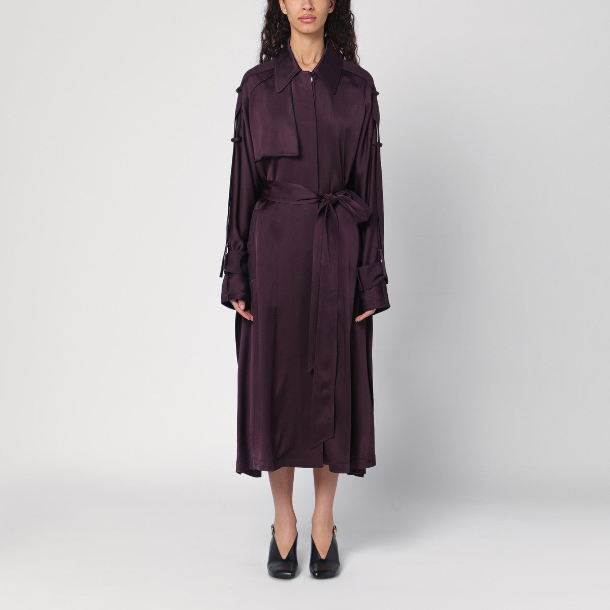 Victoria Beckham Eggplant colour single-breasted trench coat Victoria Beckham