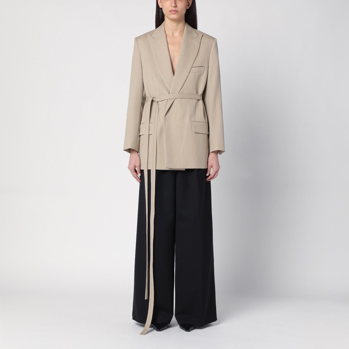 Victoria Beckham Beige wool jacket with belt Victoria Beckham