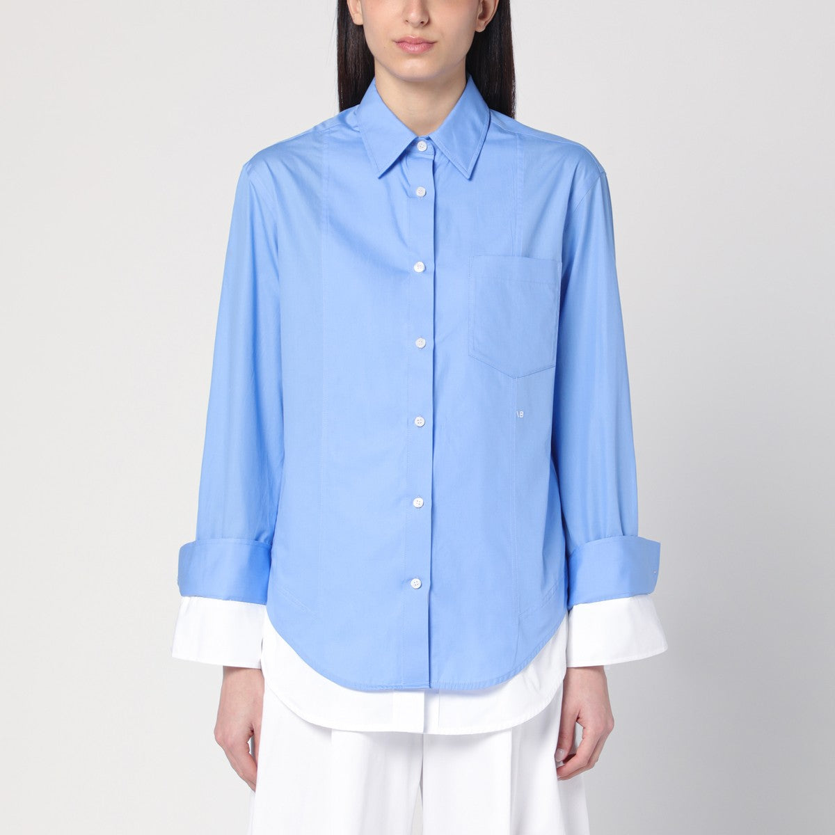 Victoria Beckham Double-layer shirt in light blue/white Victoria Beckham