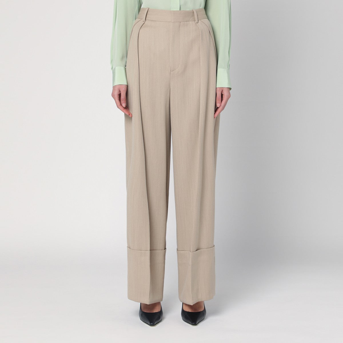 Victoria Beckham Wide mandarin colour pants in wool Victoria Beckham