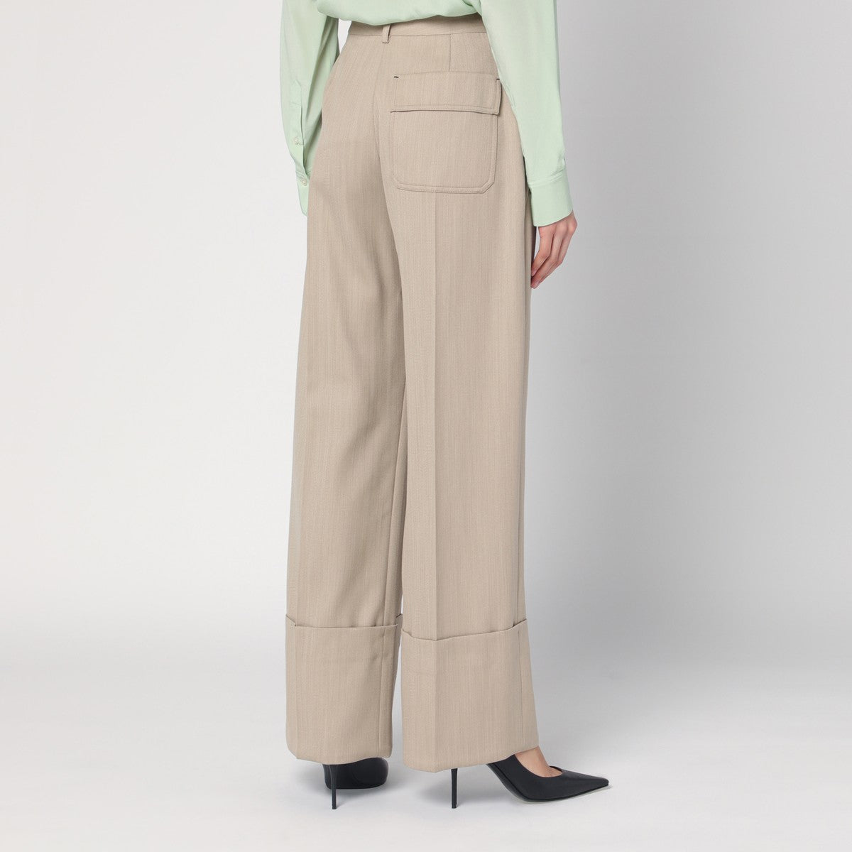 Victoria Beckham Wide mandarin colour pants in wool Victoria Beckham