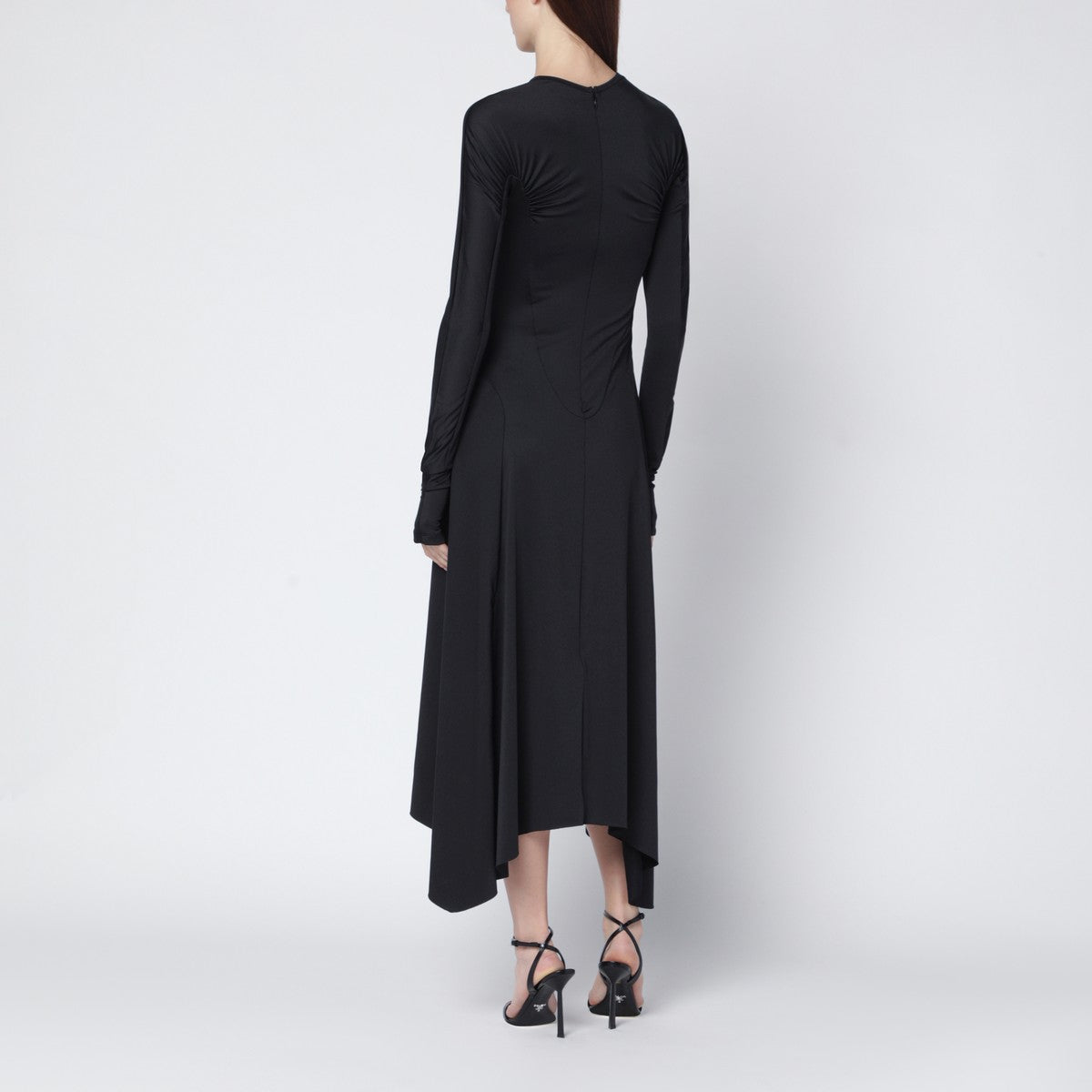 Victoria Beckham Black asymmetric midi dress Victoria Beckham