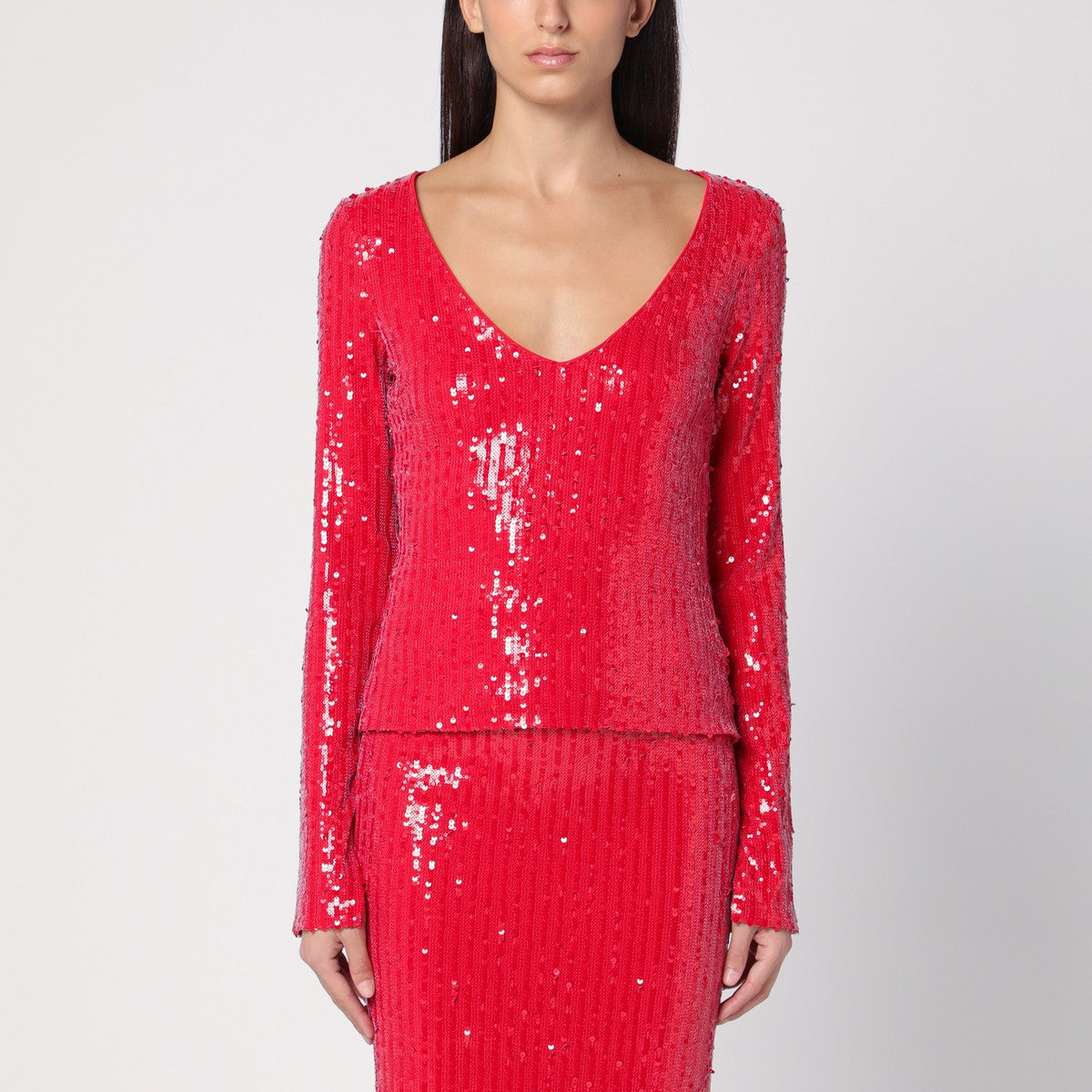 ROTATE Birger Christensen Red sweater with micro sequins ROTATE Birger Christensen