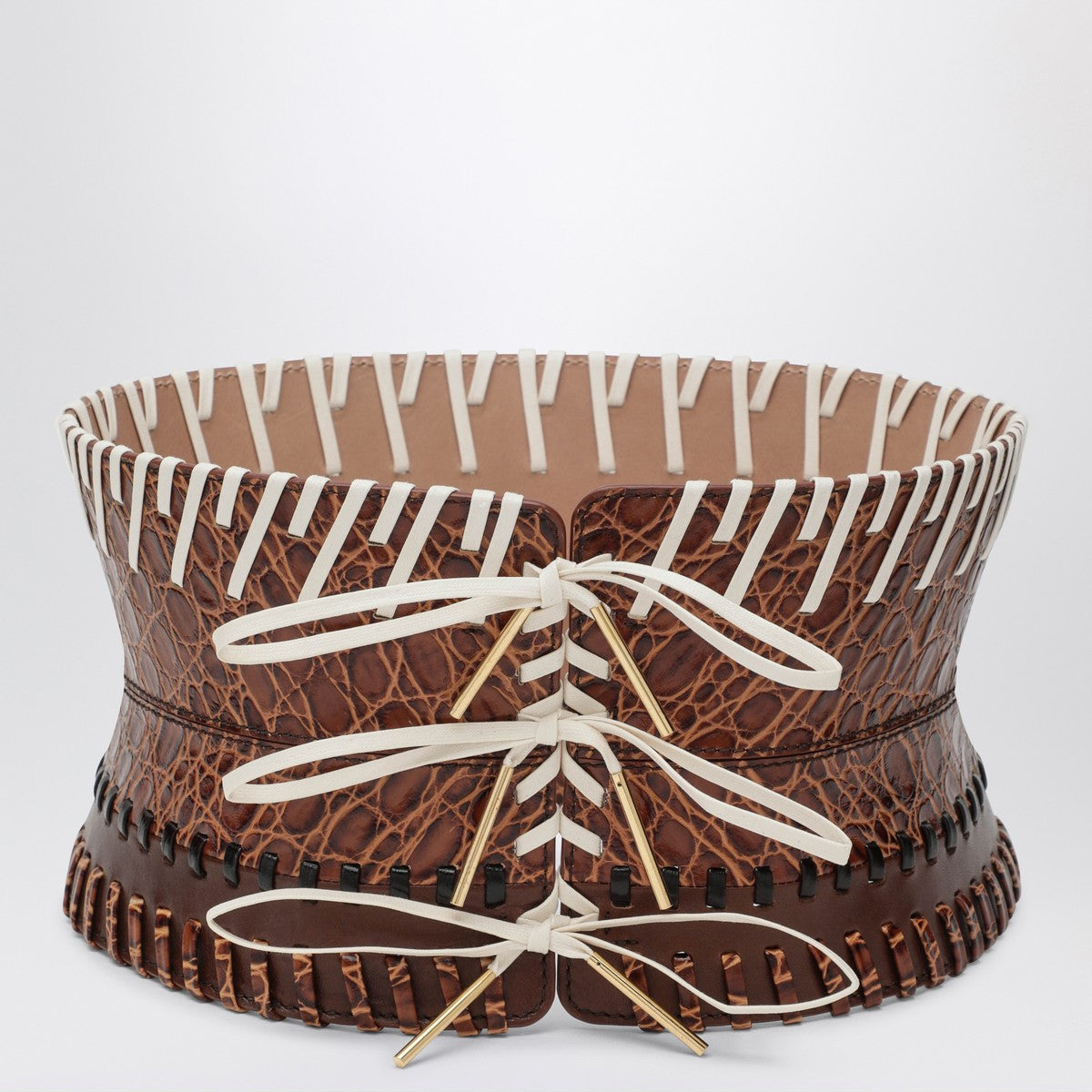 Dries Van Noten Light brown leather corset belt Dries Van Noten