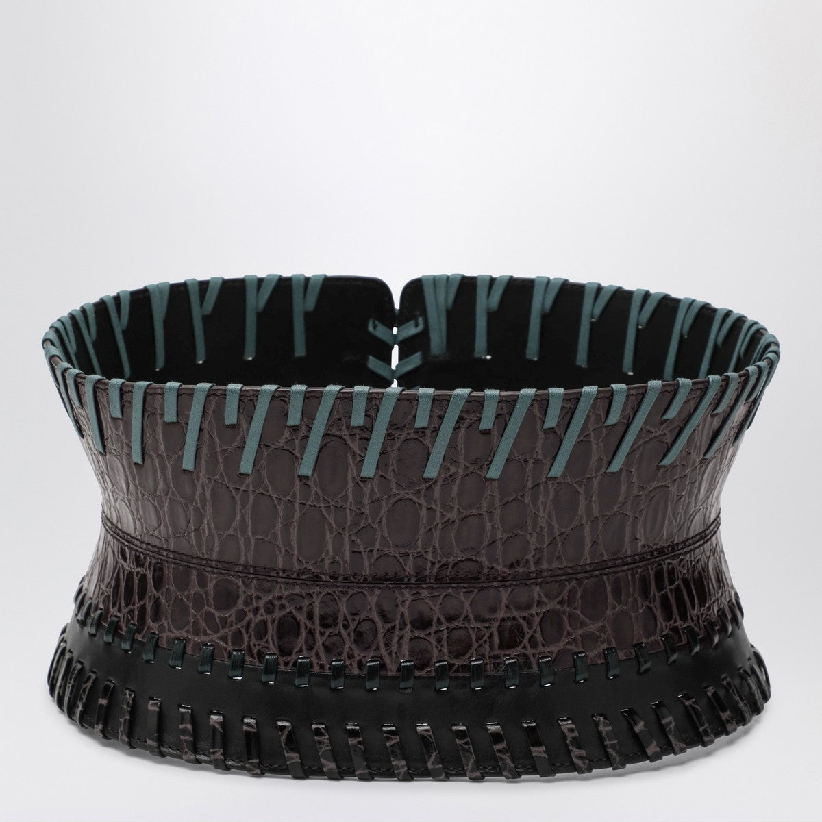 Dries Van Noten Dark brown leather corset belt Dries Van Noten