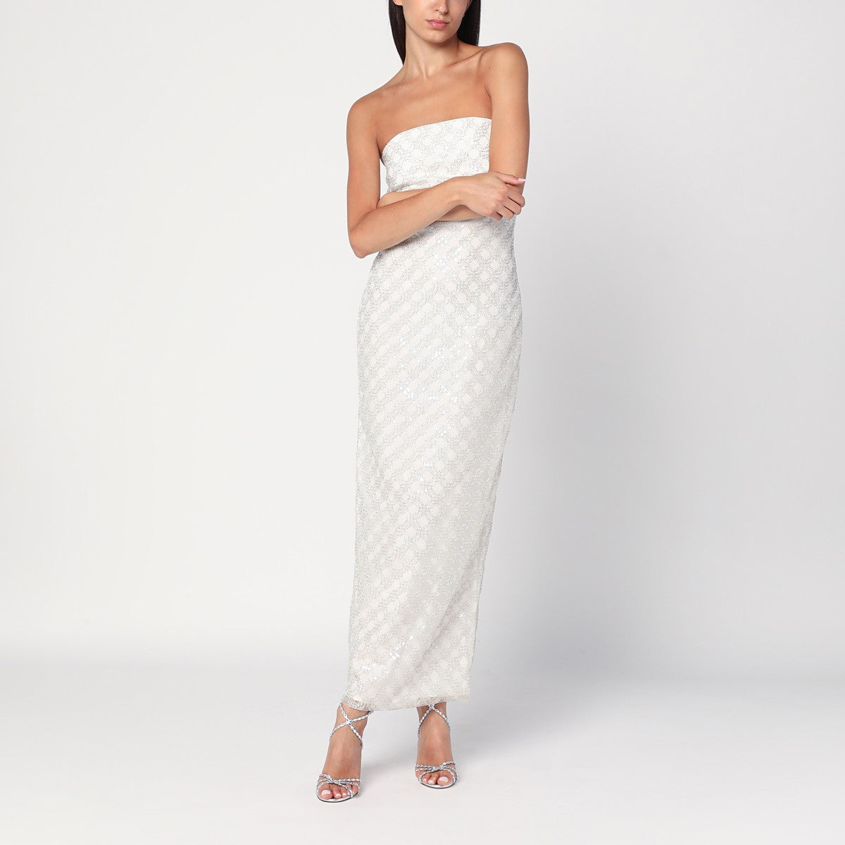 ROTATE Birger Christensen Long cream-colored dress with sequins ROTATE Birger Christensen