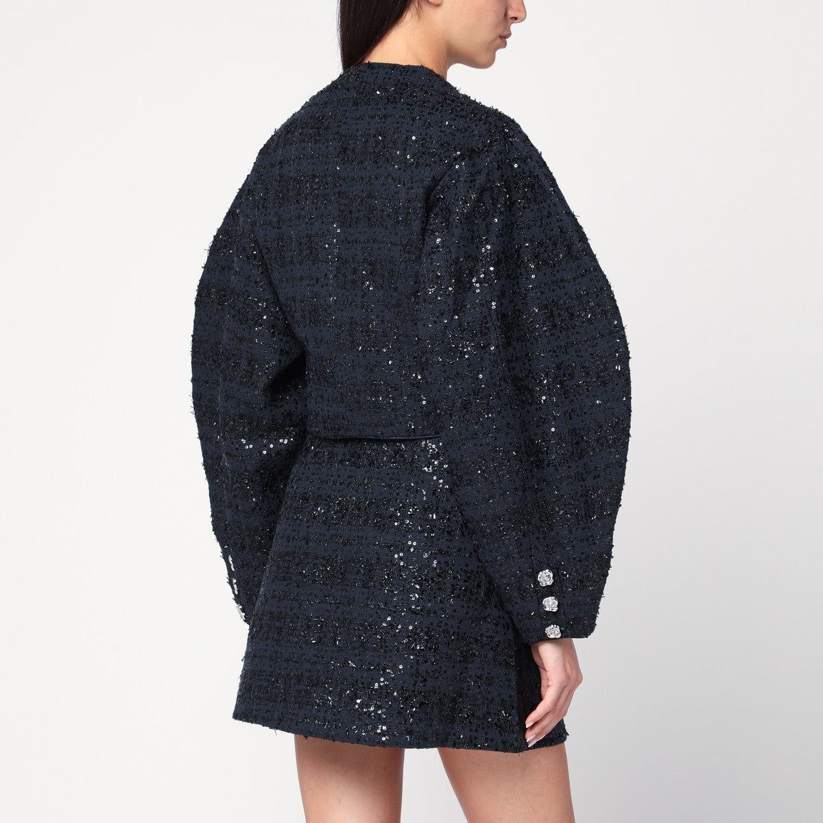 ROTATE Birger Christensen Navy blue Bouclé jacket with sequins ROTATE Birger Christensen