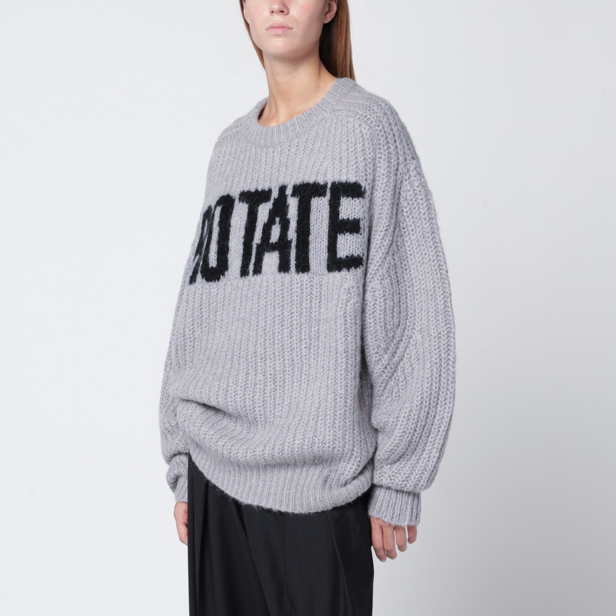 ROTATE Birger Christensen Light grey oversized sweater with logo ROTATE Birger Christensen