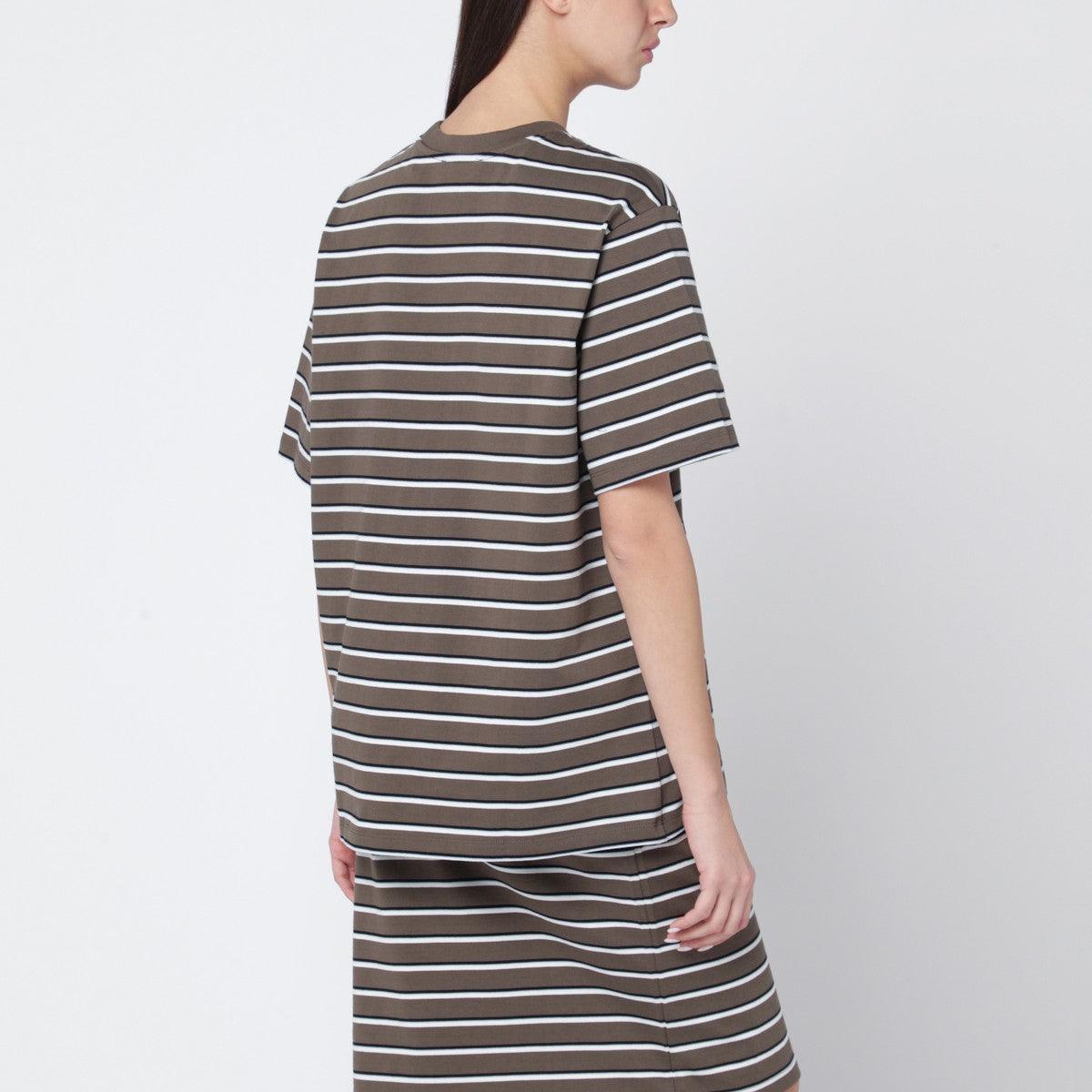 ROTATE Birger Christensen Brown striped oversized T-shirt ROTATE Birger Christensen
