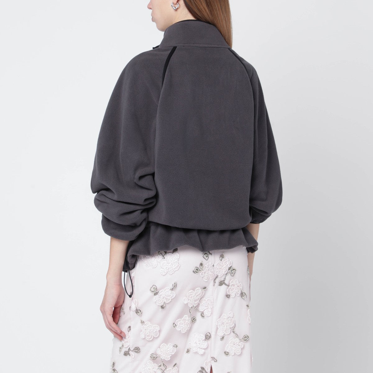 ROTATE Birger Christensen Grey fleece hoodie with drawstring ROTATE Birger Christensen