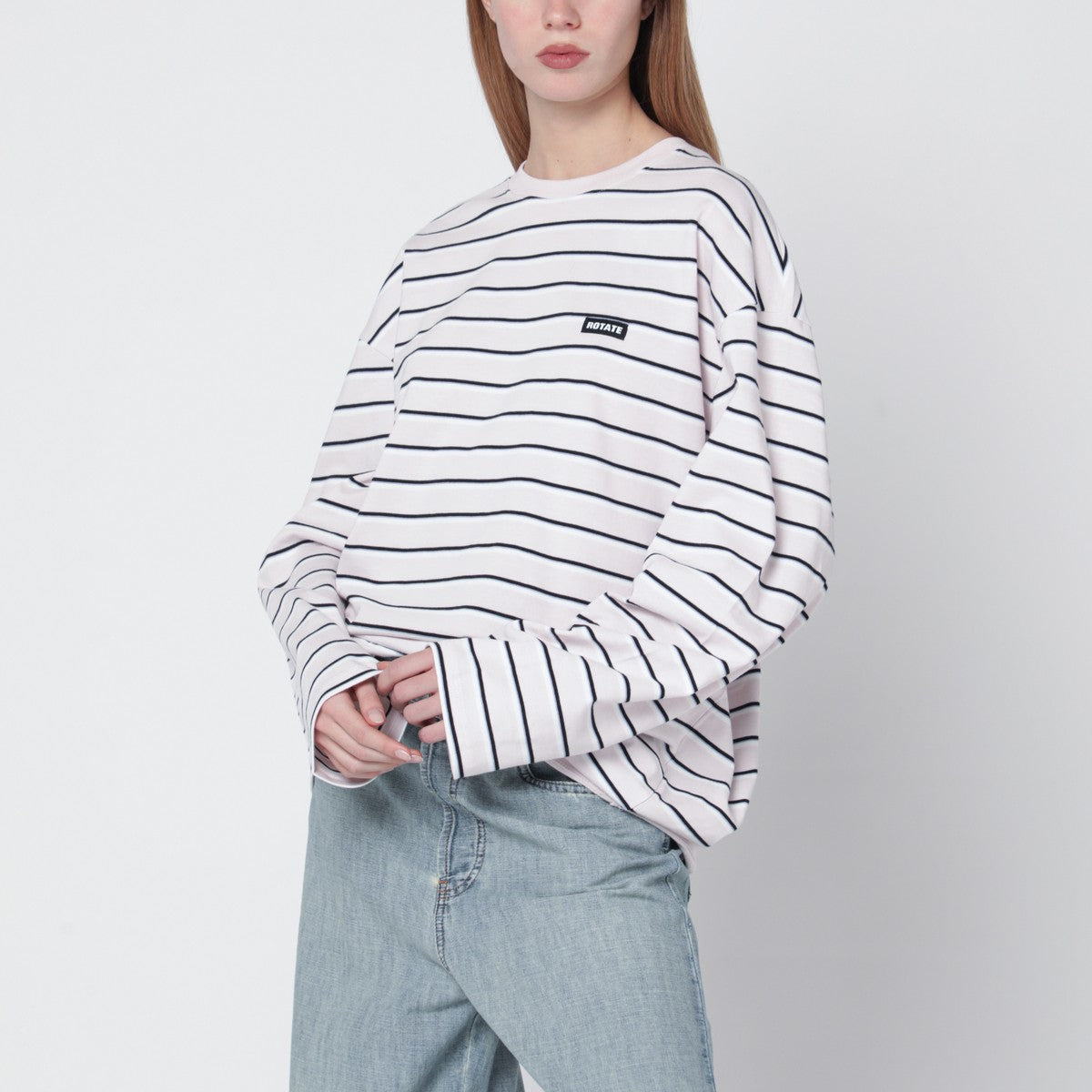 ROTATE Birger Christensen Pink striped oversized long-sleeve T-shirt ROTATE Birger Christensen