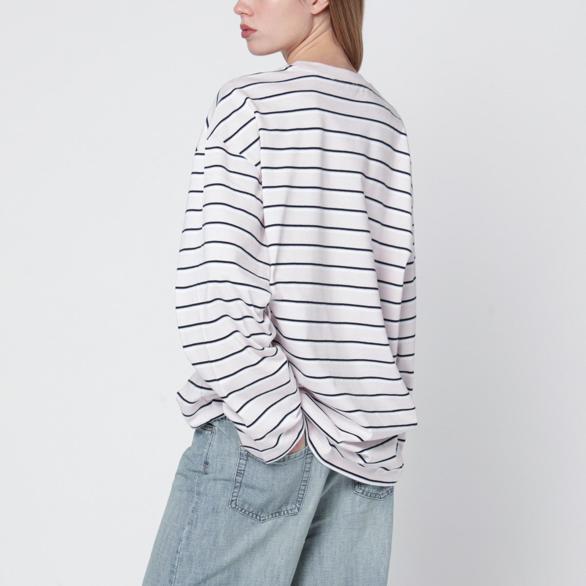 ROTATE Birger Christensen Pink striped oversized long-sleeve T-shirt ROTATE Birger Christensen