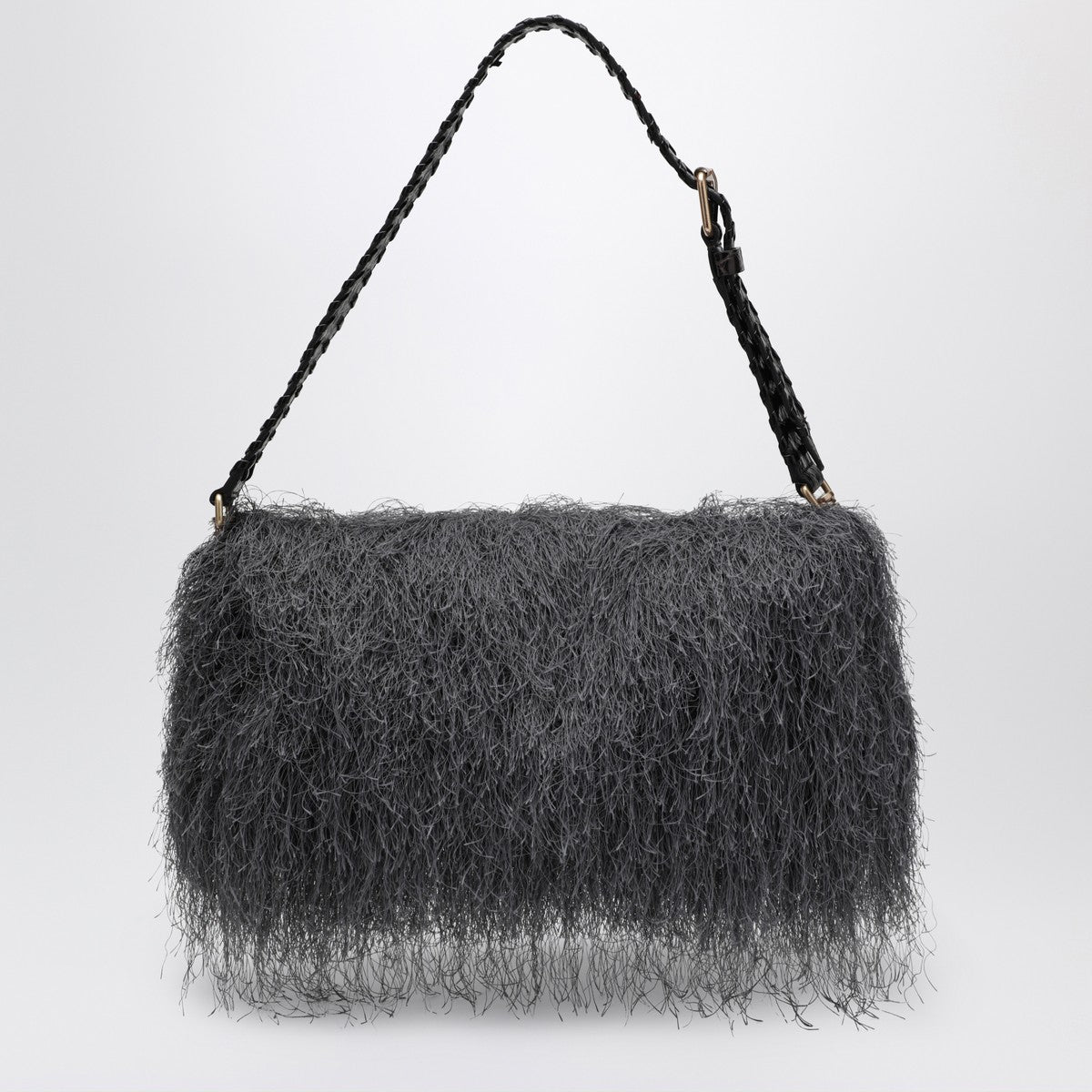Dries Van Noten Dark gray fringed bag Dries Van Noten