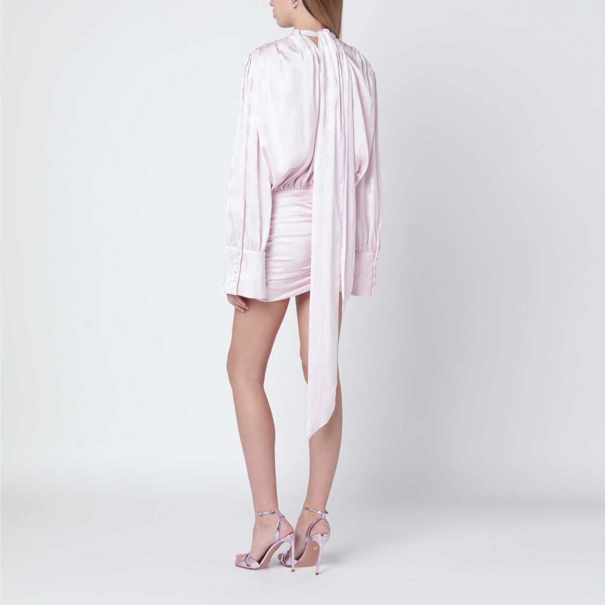 ROTATE Birger Christensen Pink mini dress with floral jacquard pattern ROTATE Birger Christensen