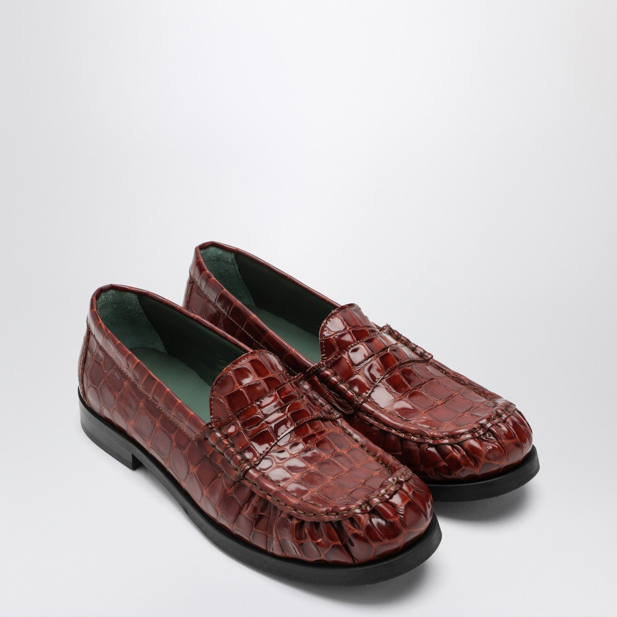 VINNY''s Brown OGEE moccasins with crocodile print VINNY''s