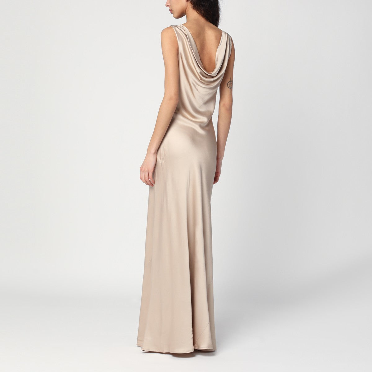 Malina Leah dress in champagne colour satin Malina