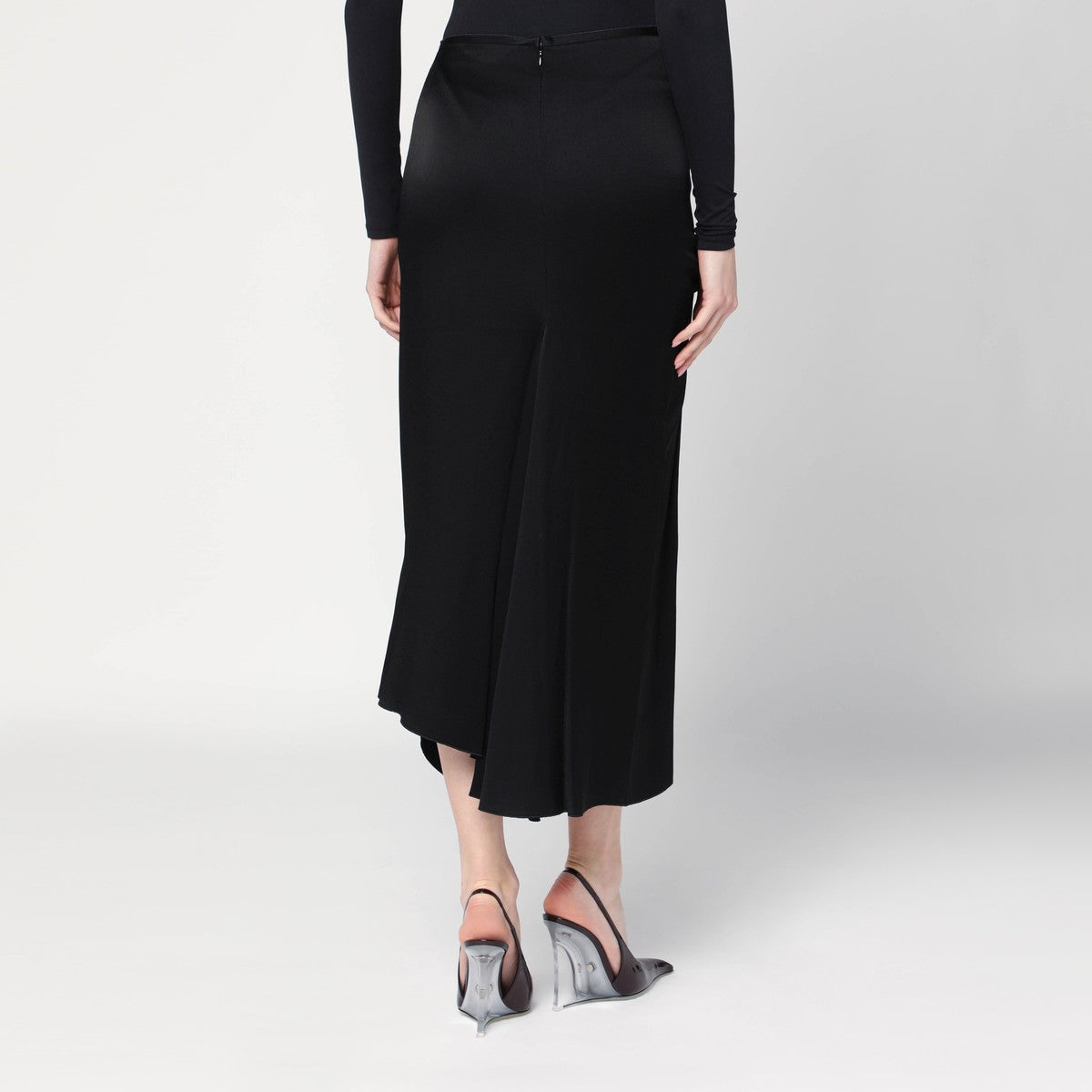Victoria Beckham Black midi skirt with draping Victoria Beckham